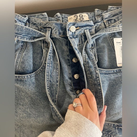 Free People East of Eden Medium Wash Denim Belted Mini Skirt - Picture 5 of 8